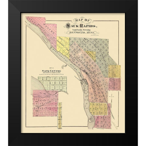 Sauk Rapids Minnesota Landowner - Andreas 1876 Black Modern Wood Framed Art Print by Andreas