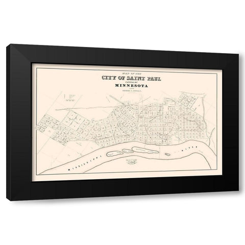 St Paul Minnesota - Nichols 1852  Black Modern Wood Framed Art Print with Double Matting by Nichols