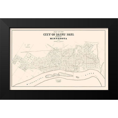 St Paul Minnesota - Nichols 1852  Black Modern Wood Framed Art Print by Nichols