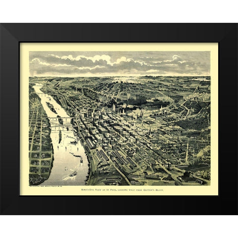 Saint Paul Minnesota - Treacy 1893  Black Modern Wood Framed Art Print by Treacy