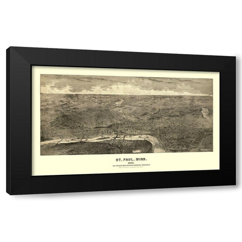 Saint Paul Minnesota - Richards 1888  Black Modern Wood Framed Art Print by Richards