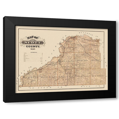 Scott Minnesota Landowner - Andreas 1874 Black Modern Wood Framed Art Print by Andreas
