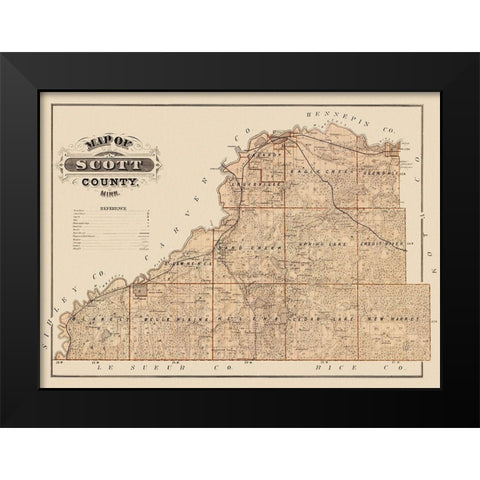 Scott Minnesota Landowner - Andreas 1874 Black Modern Wood Framed Art Print by Andreas