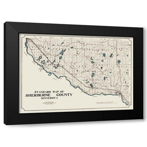 Sherburne Minnesota - 1913 Black Modern Wood Framed Art Print with Double Matting by Unknown