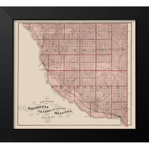 Sherburne Benton Mille Lacs Minnesota Landowner Black Modern Wood Framed Art Print by Andreas