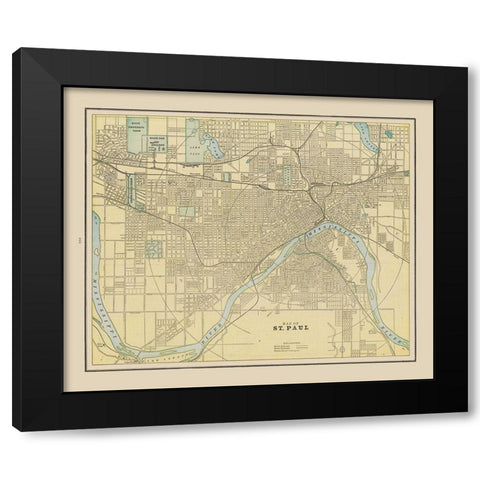 St Paul  Minnesota - Cram 1892 Black Modern Wood Framed Art Print with Double Matting by Cram