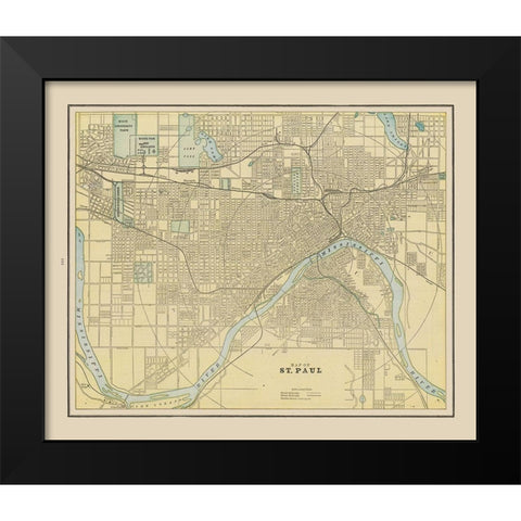 St Paul  Minnesota - Cram 1892 Black Modern Wood Framed Art Print by Cram