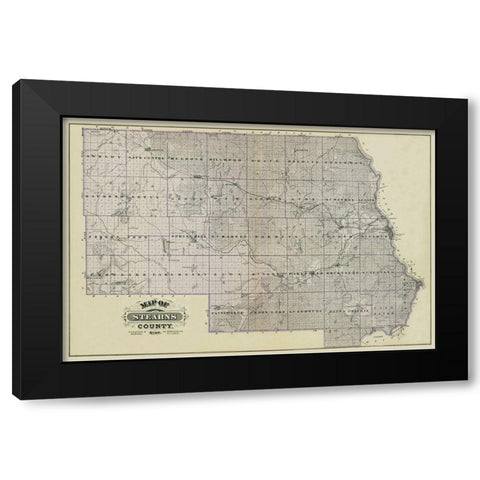 Stearns Minnesota Landowner - Andreas 1874 Black Modern Wood Framed Art Print with Double Matting by Andreas
