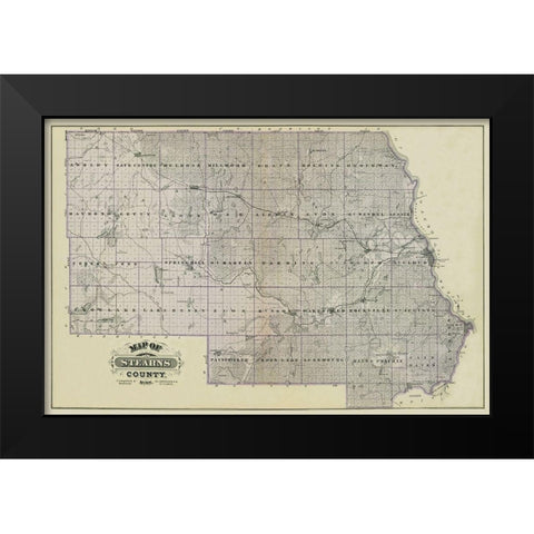 Stearns Minnesota Landowner - Andreas 1874 Black Modern Wood Framed Art Print by Andreas