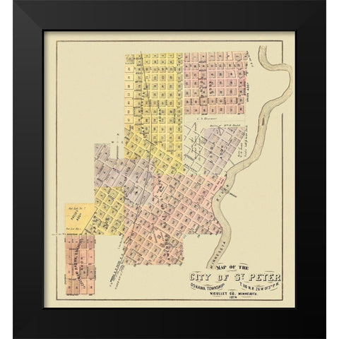Saint Peter Minnesota - Andreas 1874 Black Modern Wood Framed Art Print by Andreas