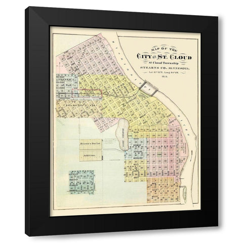 Saint Cloud Minnesota Landowner - Andreas 1874 Black Modern Wood Framed Art Print by Andreas