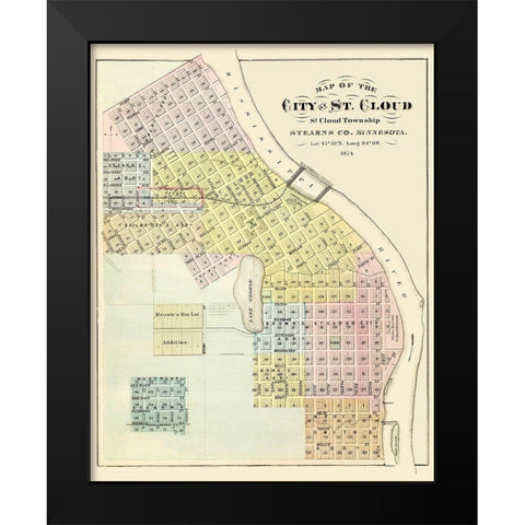 Saint Cloud Minnesota Landowner - Andreas 1874 Black Modern Wood Framed Art Print by Andreas