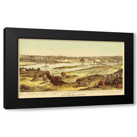 St Paul Minnesota - Shober 1874 Black Modern Wood Framed Art Print by Shober