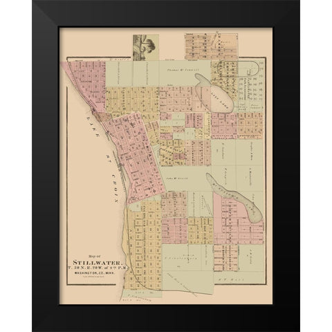 Stillwater Minnesota Landowner - Andreas 1874 Black Modern Wood Framed Art Print by Andreas