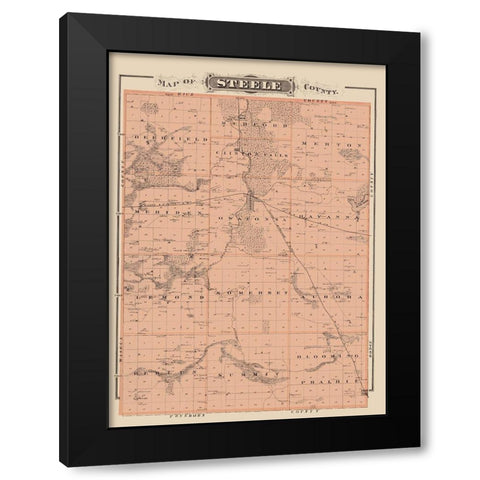 Steele Minnesota Landowner - Andreas 1874 Black Modern Wood Framed Art Print with Double Matting by Andreas