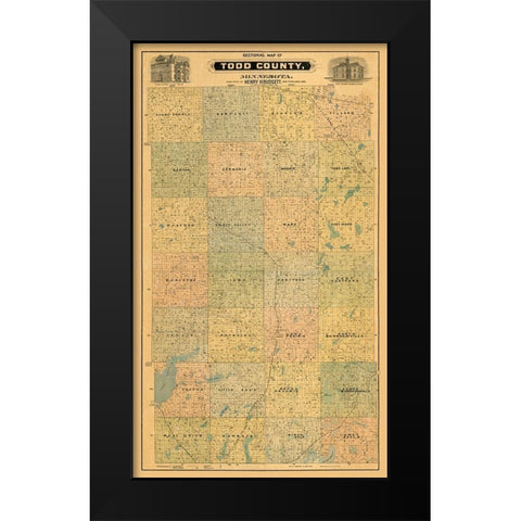Todd County Minnesota - Budgett 1890  Black Modern Wood Framed Art Print by Budgett