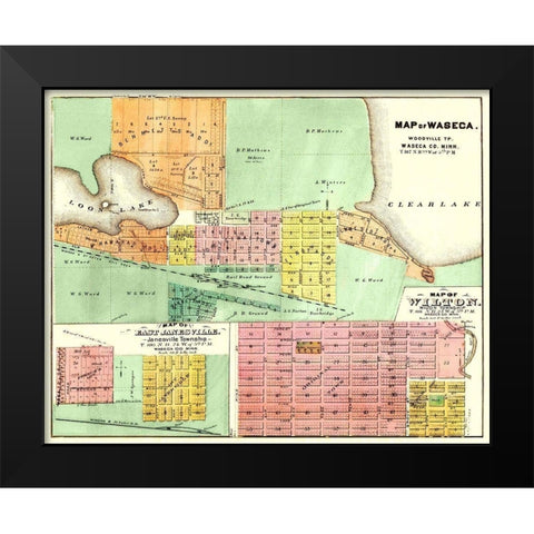Waseca, Wilton, East Janesville Minnesota Black Modern Wood Framed Art Print by Andreas