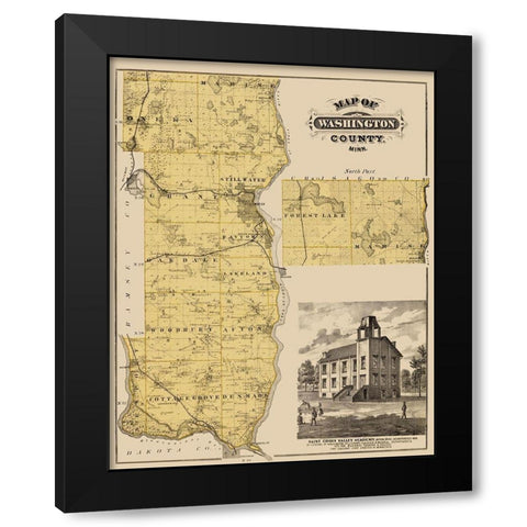 Washington Minnesota Landowner - Andreas 1874 Black Modern Wood Framed Art Print by Andreas