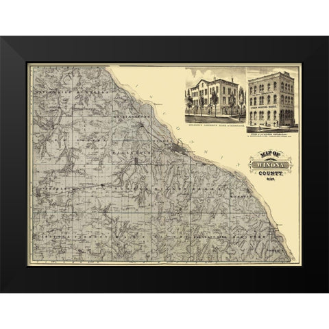 Winona Minnesota Landowner - Andreas 1874 Black Modern Wood Framed Art Print by Andreas