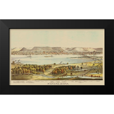 Winona Minnesota - Andreas 1874 Black Modern Wood Framed Art Print by Andreas