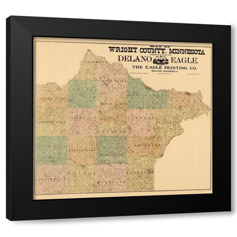 Wright Minnesota Landowner - Hixson 1901 Black Modern Wood Framed Art Print with Double Matting by Hixson