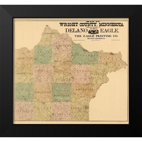 Wright Minnesota Landowner - Hixson 1901 Black Modern Wood Framed Art Print by Hixson