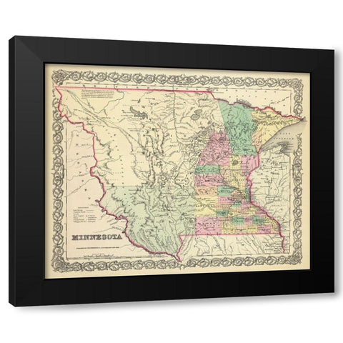 Minnesota - Colton 1856 Black Modern Wood Framed Art Print by Colton
