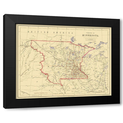 Minnesota Territory - Rogers 1857 Black Modern Wood Framed Art Print with Double Matting by Rogers