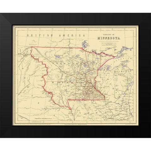 Minnesota Territory - Rogers 1857 Black Modern Wood Framed Art Print by Rogers