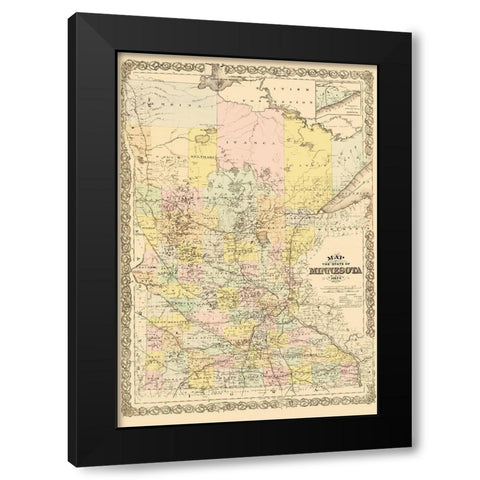 Minnesota - Andreas 1874 Black Modern Wood Framed Art Print with Double Matting by Andreas