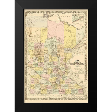Minnesota - Andreas 1874 Black Modern Wood Framed Art Print by Andreas