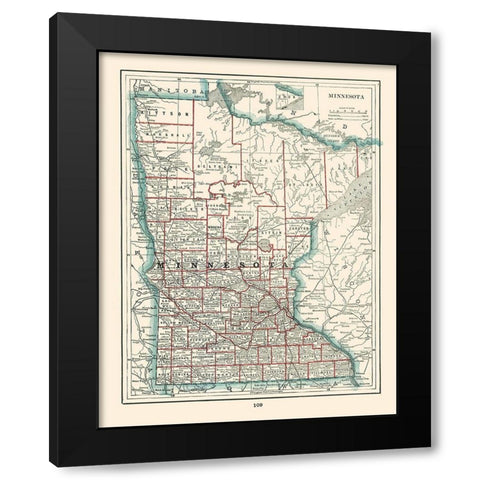 Minnesota - Rathbun 1893 Black Modern Wood Framed Art Print with Double Matting by Rathbun