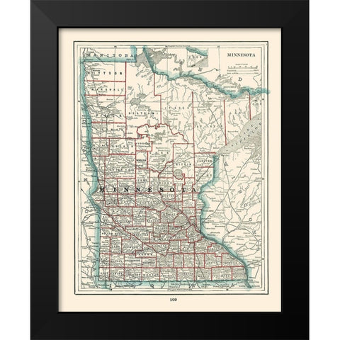 Minnesota - Rathbun 1893 Black Modern Wood Framed Art Print by Rathbun