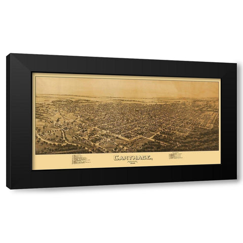 Carthage Missouri - Fowler 1891 Black Modern Wood Framed Art Print with Double Matting by Fowler