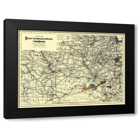 Chester, Iron Mountain and Western 1881 Black Modern Wood Framed Art Print by Colton