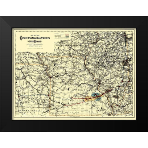 Chester, Iron Mountain and Western 1881 Black Modern Wood Framed Art Print by Colton