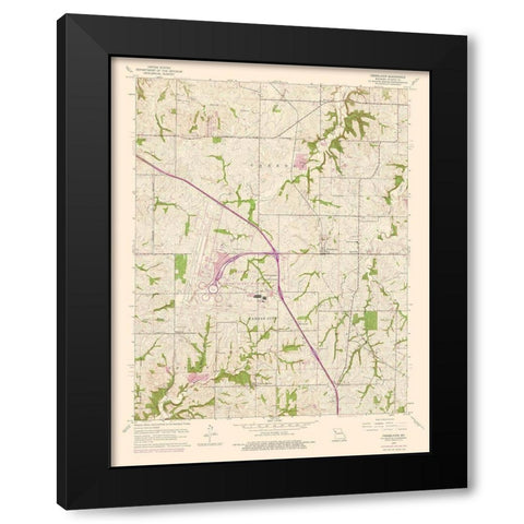 Ferrelview Missouri Quad - USGS 1961 Black Modern Wood Framed Art Print with Double Matting by USGS