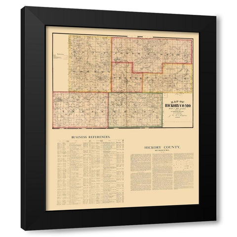 Hickory County Missouri - Higgins 1880  Black Modern Wood Framed Art Print with Double Matting by Higgins