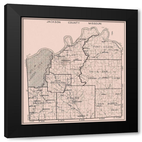 Jackson Missouri - 1929 Black Modern Wood Framed Art Print with Double Matting by Unknown