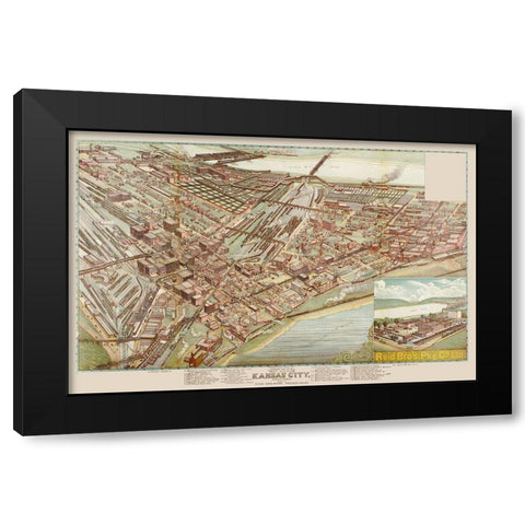 Kansas City West Bottoms Kansas Missouri Black Modern Wood Framed Art Print with Double Matting by Koch