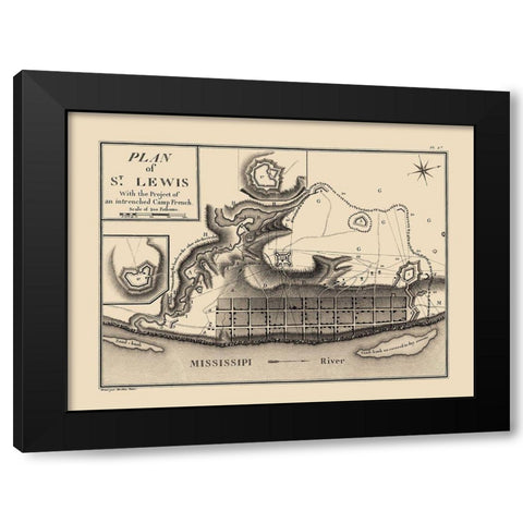 St Lewis, St. Louis, Camp French Missouri Black Modern Wood Framed Art Print by Collot