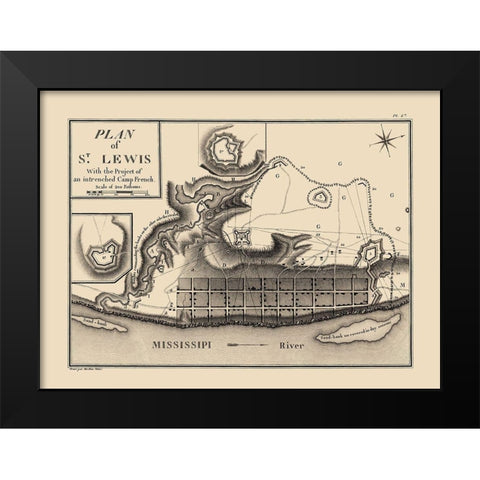 St Lewis, St. Louis, Camp French Missouri Black Modern Wood Framed Art Print by Collot