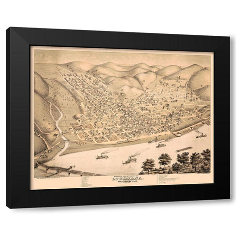 Louisiana Missouri - Koch 1876  Black Modern Wood Framed Art Print with Double Matting by Koch
