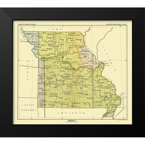 Missouri - Hoen 1896 Black Modern Wood Framed Art Print by Hoen