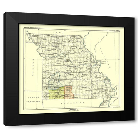Missouri - United States - Hoen 1896 Black Modern Wood Framed Art Print with Double Matting by Hoen