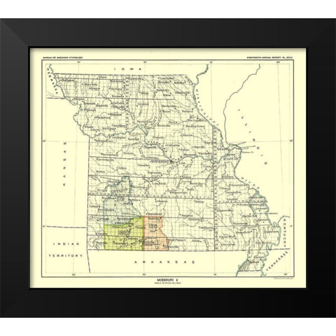 Missouri - United States - Hoen 1896 Black Modern Wood Framed Art Print by Hoen