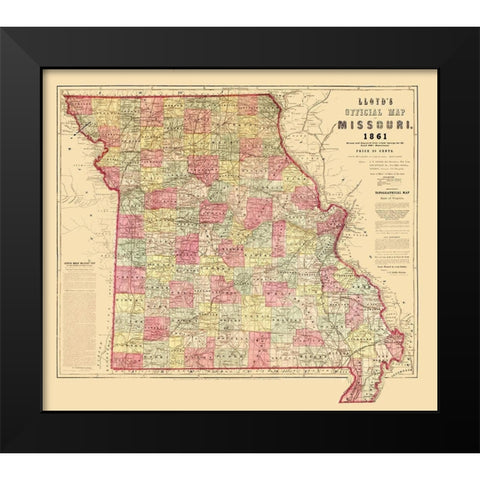 Missouri - Lloyd 1861  Black Modern Wood Framed Art Print by Lloyd