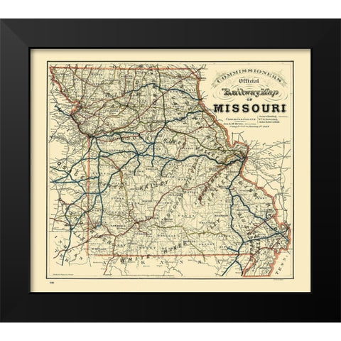 Missouri Railroad - Higgins 1888  Black Modern Wood Framed Art Print by Higgins