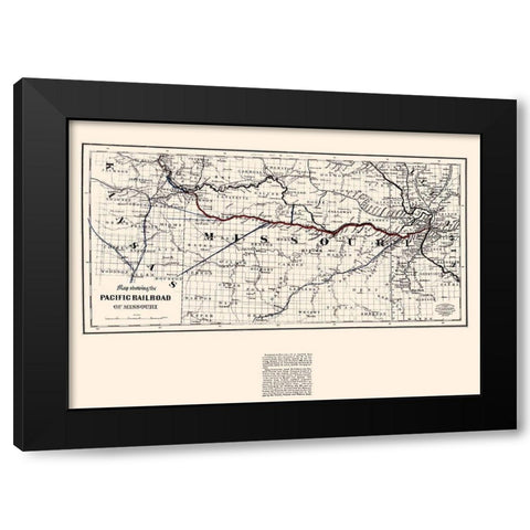 Pacific Railroad of Missouri - Colton 1865 Black Modern Wood Framed Art Print by Colton