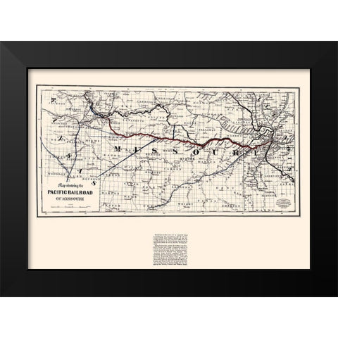 Pacific Railroad of Missouri - Colton 1865 Black Modern Wood Framed Art Print by Colton